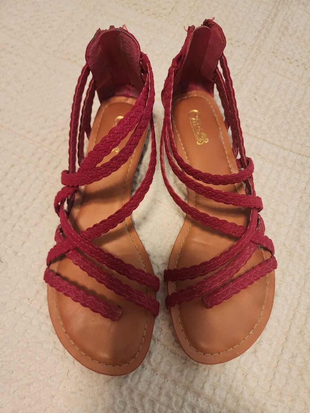 Carlos Santana Barbie Pink Braided Strappy Women’s Sandals Sz 9 Hot Pink Flats